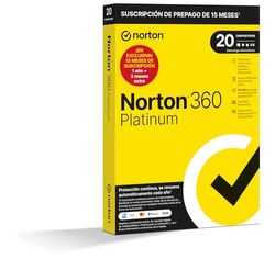 Norton 360 Platinum 2024, Antivirus software para 20 Dispositivos y 15 meses de suscripción con renovación automática, Dark Web Monitoring, Secure VPN y Gestor de contraseñas, para PC, Mac