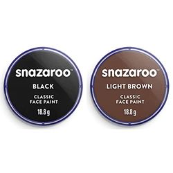 Snazaroo - Colore Per Viso 18Ml Nero & Colore Per Viso 18Ml Marrone Chiaro