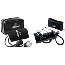 Primacare DS-9193 Classic Series Large Adult Size Professional Blood Pressure Kit, Black & Primacare DS-9181-BK Professional Aneroid Sphygmomanometer and Sprague Rappaport Stethoscope, Black