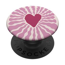 Pink Retro Heart Love PopSockets PopGrip Intercambiabile