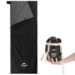 Naturehike Ultralichte zomerslaapzak, zacht comfort, reisslaapzak, waterdichte slaapzak voor kamperen, wandelen, zwart, 205 × 85 cm