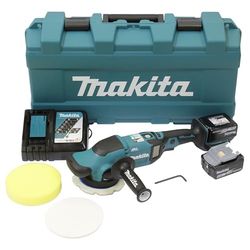 Makita DPO600TKX1 Pulidora excéntrica, 1 batería más cargador en estuche de transporte, azul, 18 V/5,0 Ah
