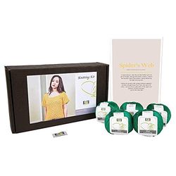 DesignEtte Telaraña Spider's Web-Kit de Tejer para Mujer, 100%, Lana de algodón Egipcio, Cuencos y Patrones para Principiantes, Caja de 50 g ≈127 m/5 Capas, Verde Transparente, S