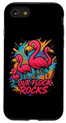 Our Flock Rocks, maglietta divertente con fenicottero e fenicottero Custodia per iPhone SE (2020) / 7 / 8