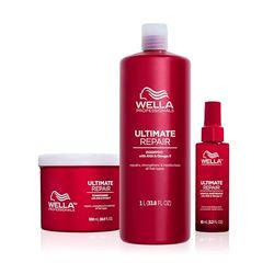 Wella Professionals Ultimate Repair Shampoing léger pour cheveux abîmés, Après-shampoing nourrissant et Soin Protecteur sans Rinçage, Protection contre tous les types de dommages - 1L + 500ml + 140ml