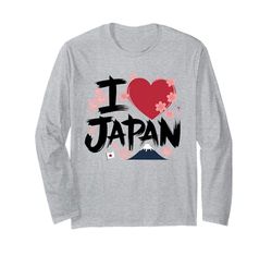 I Love Japan Sakura Cherry Blossom Bandiera giapponese Monte Fuji Maglia a Manica