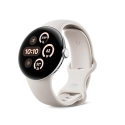 Google Pixel Watch 3 (41 mm) – Android smartwatch with heart rate tracking, advanced running from Fitbit, fitness insights, 24-hour battery – Polished Silver Aluminium Case – Porcelain band – Wi-Fi