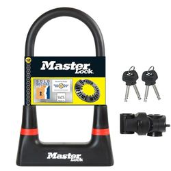 Master Lock Catena Bici U, Chiave, Supporto per il Trasporto, Certificato Antifurto, 8279EURDPRO, Da utilizzare con bici elettriche, da montagna, da strada, pieghevoli