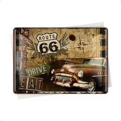 Nostalgic-Art US ROUTE 66 Plaque Metal Voiture Gold - 10x14 cm - Frais Offert