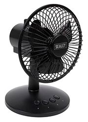 Sealey SFF6USB Oscillerende USB-bureauventilator 6", zwart, 6-inch