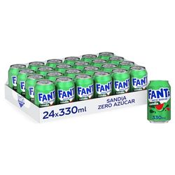 Fanta Sin Azúcar Sandía 330 ml, Pack de 24