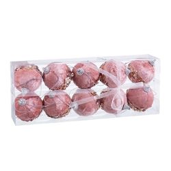BigBuy Christmas Boules de Noël Rose Or Polyfoam Tissu 6 x 6 x 6 cm (10 unités)