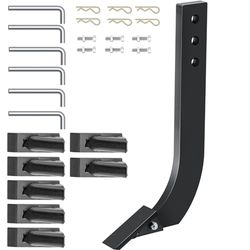 VEVOR Vástago de Hoja de Caja de 6 Piezas, Vástago Escarificador de 410 mm, Vástago Raspador de Caja de 3 Orificios, Vástago Desgarrador con Dientes y Pasadores Cónicos Extraíbles, Negro