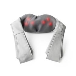 InnovaGoods® Masażer szyi i ramion, elektryczny masażer szyjki macicy Shiatsu z funkcją ciepła, 2 poziomy intensywności, 2 obrotowe ergonomiczne głowice, idealne dla szyi, pleców, lędźwiowych