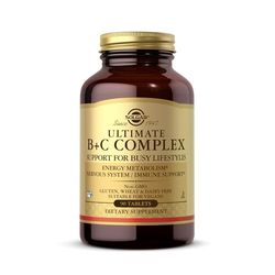 Solgar Ultimate B Plus C Complex Tablets - Pack of 90 - B1, B2, B3, B4, B5, B6, B7, B12, Vitamin C - Multivitamin for Metabolism and Nervous System Support - Vegan, Kosher and Gluten-Free