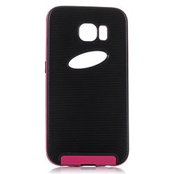 Silica dmu165pink beschermhoes van zwart rubber geribbeld met rand en details in kleur, Samsung S6, roze