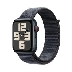 Apple Watch SE (2ª gen.) GPS + Cellular 44 mm Smartwatch con cassa in alluminio Mezzanotte e cinturino Sport Loop Inchiostro. Tracker per fitness e sonno, Rilevamento incidenti, Carbon Neutral