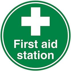 Station de premiers secours – 600 x 600 mm – Autocollant pour sol