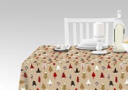 Doge Milano Nappe avec impression numérique, 100% Made in Italy Nappe antidérapante pour salle à manger, lavable et antitache, modèle Noël - Redearth, cm 240x140