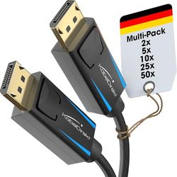 KabelDirekt – Cavo DisplayPort 4K & 8K, 240Hz – 10x 2 m – Disponibile in 1-5 m – Cavo DP per tutte le connessioni Display Port (DisplayPort 1.4, 8K@60Hz su PC, laptop, monitor da gioco, nero)