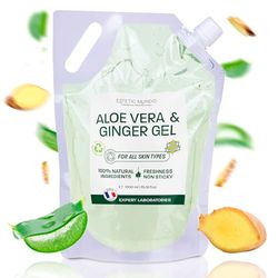 Aloe Vera & Ginger Gel – Idratante, Rassodante e rinfrescante, con foglia fresca di aloe da agricoltura biologica in Spagna, per viso, corpo e capelli, dopo-sole, gambe, rasatura (1000)
