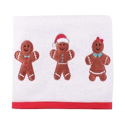 Fusion - Asciugamani natalizi a forma di omino di pan di zenzero, confezione da 2 (50 x 90 cm) - Morbido e soffice 100% cotone - Asciugamani ricamati di pan di zenzero - Asciugamani da bagno natalizi