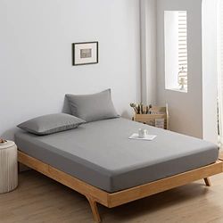 Good Nite Drap-Housse Doux et Respirant - Lavable en Machine - pour lit Simple, Double, King Size - 25 cm de Profondeur - Doux et Respirant - Lavable en Machine - Gris - Double