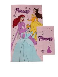 Princess Disney, Asciugamani Bagno in Spugna, Set 2 Asciugamani Bagno, Asciugamano Viso, Asciugamano Bidet, Rosa, Cotone, 100 Percento, Set 2 pezzi, Prodotto Ufficiale