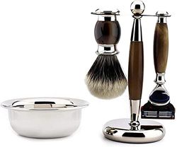 Juego de afeitar para hombre Manual 3 borde seguridad maquinilla de afeitar, tejón cepillo de afeitar de acero inoxidable tazón, cepillo de afeitar para Barba cara juegos de afeitar por JAG Shaving