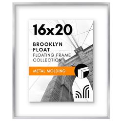 Americanflat Aluminum 16x20 Floating Picture Frame with Shatter-Resistant Glass - Use as 16x20 Picture Frame or 11x14 Picture Frame - Signature Float Collection - Photo Frame for Wall Display - Silver