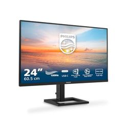PHILIPS 24E1N1300A - 24 Inch FHD Monitor, 100Hz, IPs, 1ms, USB-C power delivery, Speakers, Flicker Free, LowBlue mode (1920 x 1080, 250 cd/m², HDMI 1.4 / USB-C)