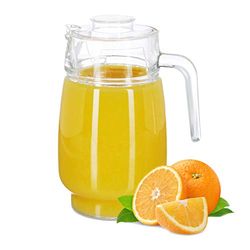 Relaxdays Jarro de vidro com tampa, cabo ergonómico, adequado para máquina de lavar louça, 1,3 l, transparente