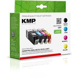 KMP Cartucce d'inchiostro adatte per Canon PGI-550XL/CLI-551XL (6509B013) Multipack – per Canon Pixma IP7250, White MG5655, ecc.