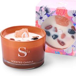 Scented Candle Gifts for Women with Crystals, Infused with Himalayan Salt Stone, and Essential Oil, Natural Relaxation Gifts, Birthday Presents for Her