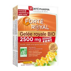 Forté Pharma - Gelée Royale Bio 2500 mg | Complément Alimentaire Immunité et Défenses - ultra concentrée, Miel | Fatigue, Système immunitaire | 20 ampoules