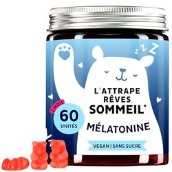 Bears with Benefits Gummies Sommeil Réparateur - Végan et sans Sucre - 60 Gummies - Mélatonine Dosage Optimal pour Adulte - Réduit le Temps d'endormissement - 2 Mois