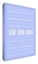 Little Helper lvlf1216–14 G Feel Good Art Décoration murale sur une toile épaisse dans un style Typographie moderne "Lebe dein Leben (texte allemand – Live Your Life), 40 x 30 cm, bleu clair