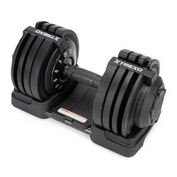 TREXO Halter 24 kg met verstelbaar gewicht door knop IJzeren halter Verstelbare halter voor fitnessoefeningen met ergonomische antisliphandgreep