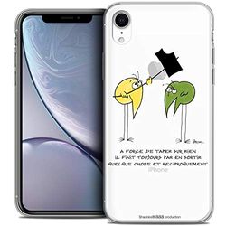 Caseink Hoes voor Apple iPhone Xr (6.1) Beschermhoes Case [Licence Official Collector Les Shadoks® Design A Force - Flexibel - Ultradun - Gedrukt in Frankrijk]