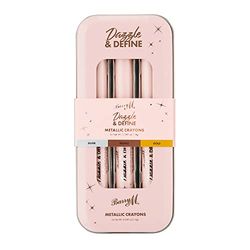 Barry M Dazzle & Define Metallic Crayons, Shade Metallic Neutrals | x3 Eyeshadow Pens in Silver, Gold, Brown