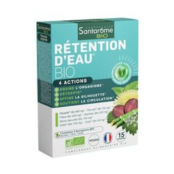 Santarome Bio - Rétention d'Eau | Complément Alimentaire Draineur & Détox | Favorise l'Elimination de l'Eau - A base de plantes Bio - Pilosselle, Thé Vert | 15 Comprimés | Végan | Made In France