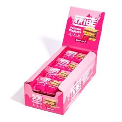 TRIBE 3-Layered Protein Flapjack Raspberry, 50g - Healthy Snack Bars - Vegan, Dairy Free & Gluten Free (Pack of 12 Bars)