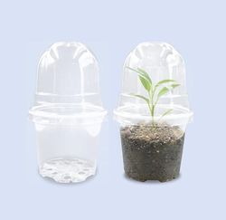 RooTrimmer Lot de 30 Pots de Fleurs Transparents de 10,2 cm avec dômes d'humidité pour Le démarrage des graines - Pots de Fleurs en Plastique Transparent avec Trous de Drainage (10,2 cm, 30 pièces