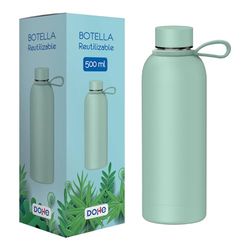 Dohe - Borraccia termica in acciaio inox da 500 ml - Mantiene 24 ore freddo e 12 ore. Calore, senza BPA, tappo ermetico antigoccia e manico - Verde