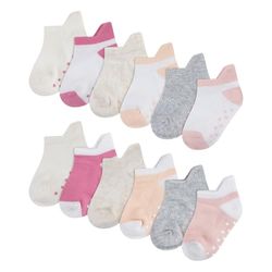 Huggies Little Hugs Huggies dra på spädbarnsstrumpor (12-pack) (12-pack) unisex baby, Beige/vit/rosa/grå, 6-12 månader
