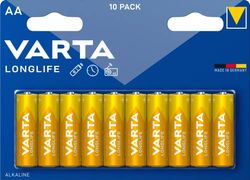 Varta Pilha Longlife Power AA Mignon LR06 (embalagem de 10 unidades), pilha alcalina - "Made in Germany" - Adequado para brinquedos, lanternas, comandos e outros aparelhos que funcionam a pilhas