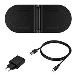 HyperX ChargePlay Base – Cargador Inalámbrico Certificado Compatible con Qi – con dos bases para cargar dos dispositivos, Indicador de carga (Enchufe EU)