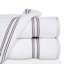 Eurofirany Filon Toalla de Mano de algodón a Rayas Simple Cenefa Suave patrón Grueso, Juego de 6 Unidades Oeko-Tex, Blanco, 50 x 90 cm