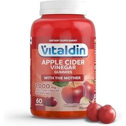 VITALDIN Gominolas de Vinagre de Sidra de Manzana - 1.000 mg por dosis diaria - 60 (para 1 mes) - Suplemento con Vitamina B12 - Superalimento Detox - Vegano & Sin Gluten