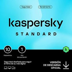 Kaspersky Standard Anti-Virus 2025 | 10 dispositivos | 1 año | Seguridad Avanzada | Protección Bancaria en línea | Optimización del rendimiento | PC/Mac/Móvil | Código por email